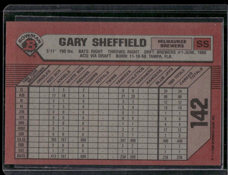 1989 Bowman #142 Gary Sheffield