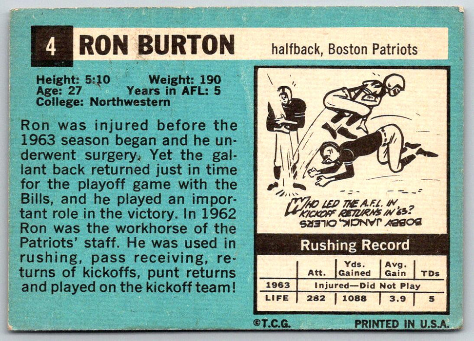 1964 Topps #4 Ron Burton