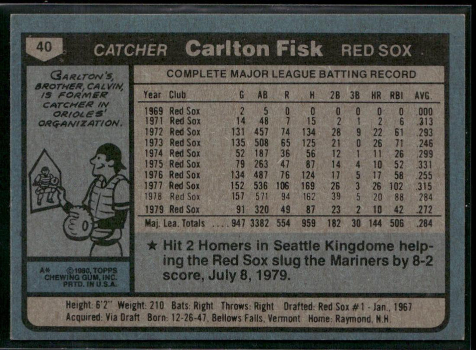 1980 Topps #40 Carlton Fisk