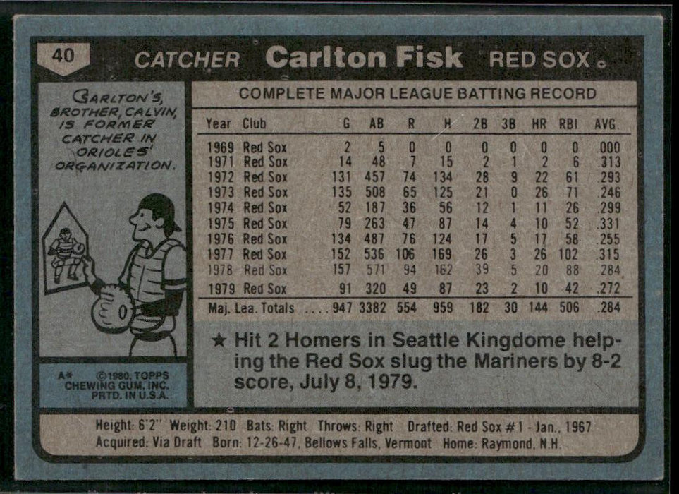 1980 Topps #40 Carlton Fisk