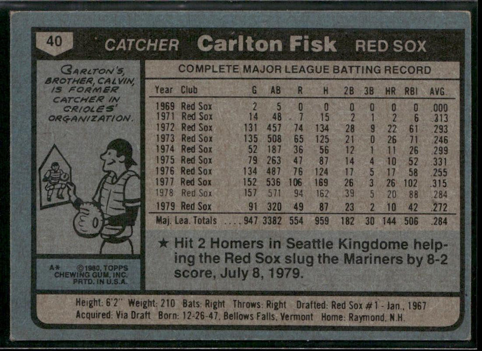 1980 Topps #40 Carlton Fisk