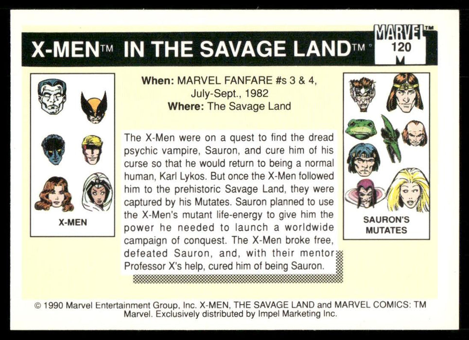 1990 Impel Marvel Universe #120 X-Men in The Savage Land