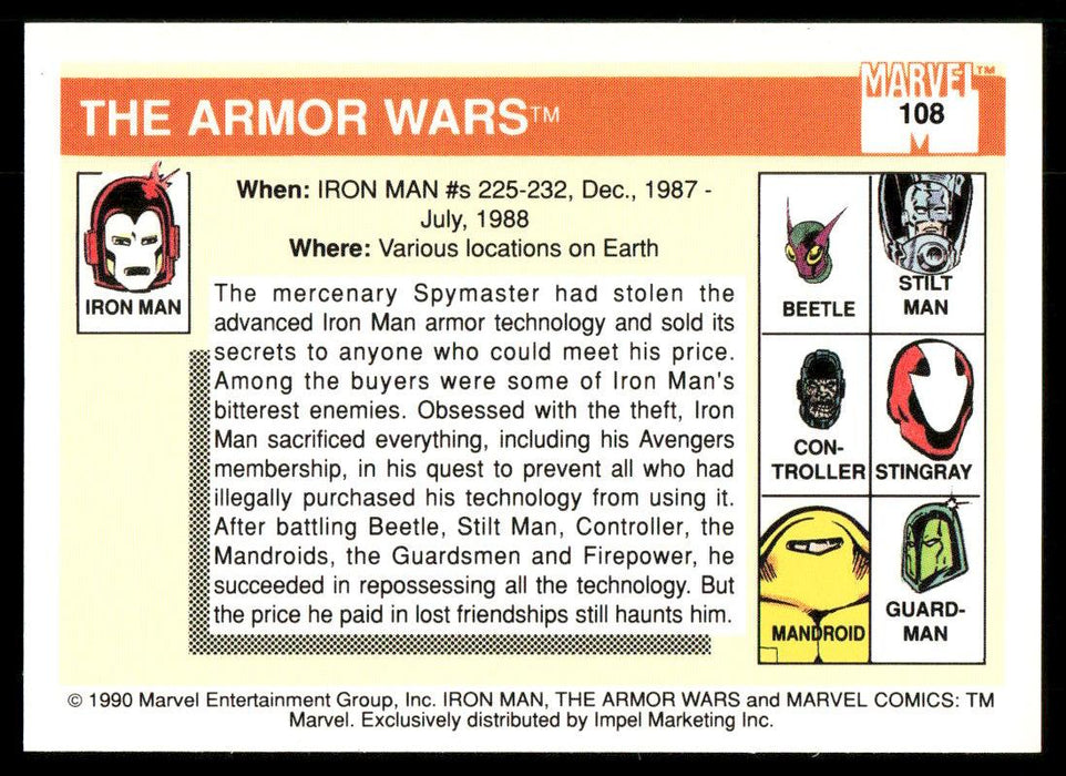 1990 Impel Marvel Universe #108 The Armor Wars