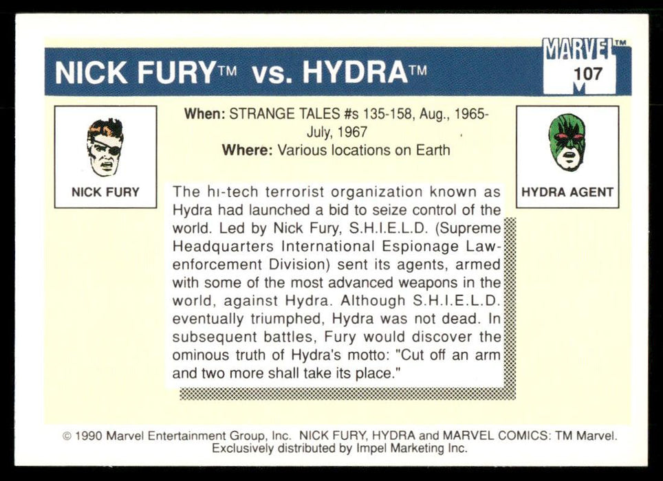 1990 Impel Marvel Universe #107 Nick Fury vs. Hydra