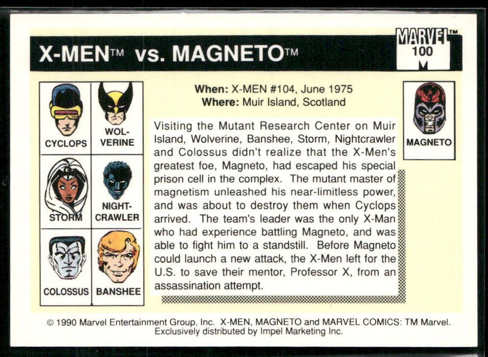 1990 Impel Marvel Universe #100 X-Men vs. Magneto