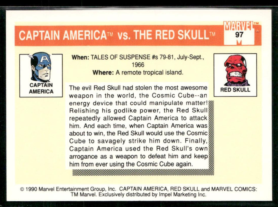 1990 Impel Marvel Universe #97 Captain America vs. The Red Skull