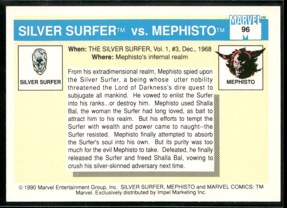 1990 Impel Marvel Universe #96 Silver Surfer vs. Mephisto