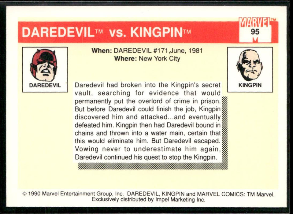 1990 Impel Marvel Universe #95 Daredevil vs. Kingpin