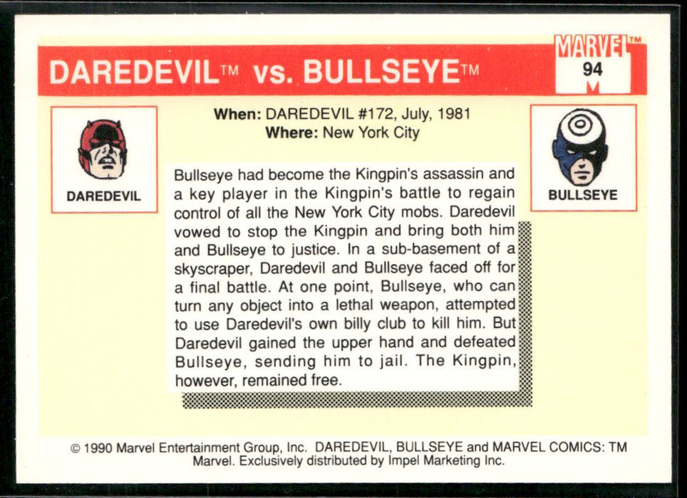 1990 Impel Marvel Universe #94 Daredevil vs. Bullseye