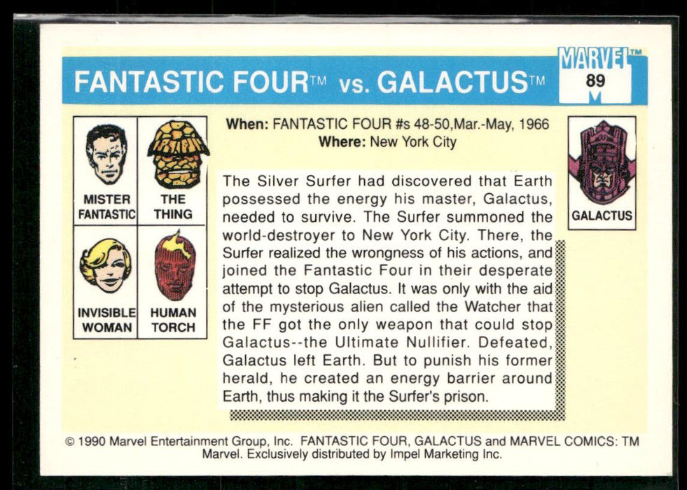 1990 Impel Marvel Universe #89 Fantastic Four vs. Galactus