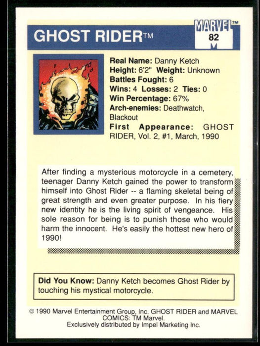 1990 Impel Marvel Universe #82 Ghost Rider