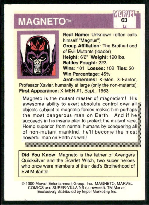 1990 Impel Marvel Universe #63 Magneto