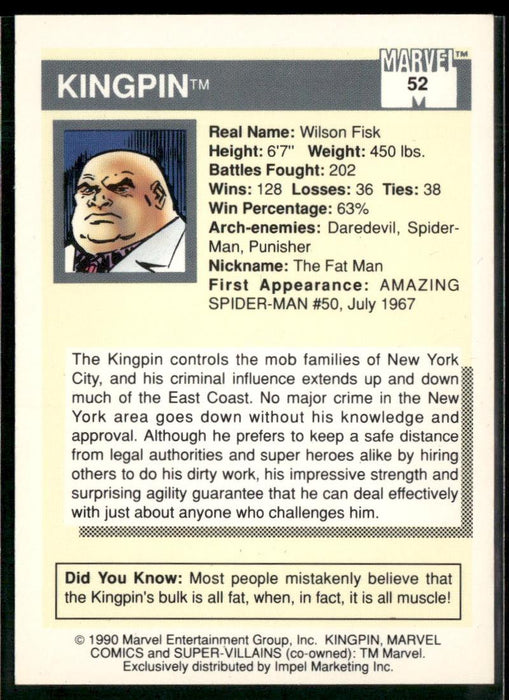 1990 Impel Marvel Universe #52 Kingpin