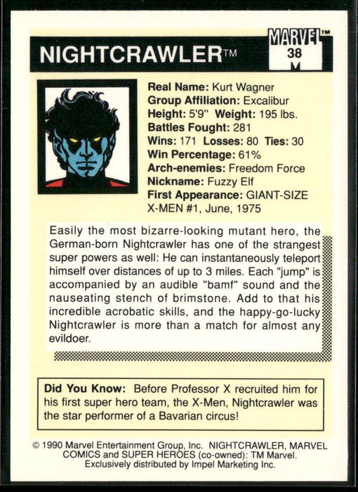 1990 Impel Marvel Universe #38 Nightcrawler