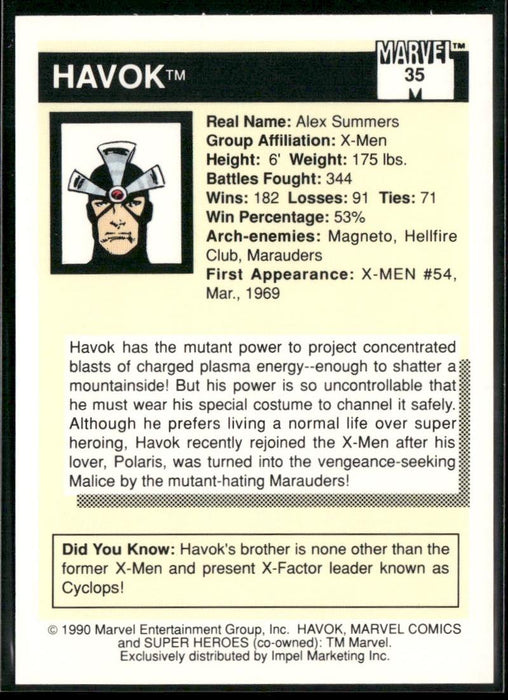 1990 Impel Marvel Universe #35 Havok