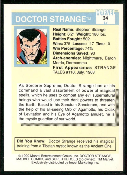 1990 Impel Marvel Universe #34 Doctor Strange