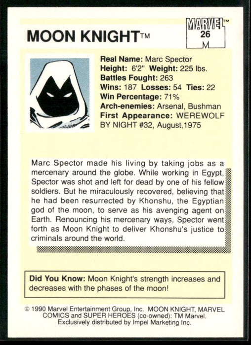 1990 Impel Marvel Universe #26 Moon Knight