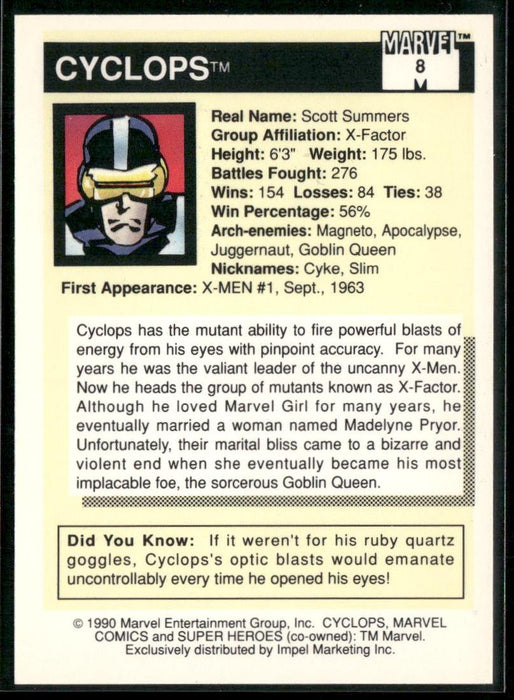 1990 Impel Marvel Universe #8 Cyclops