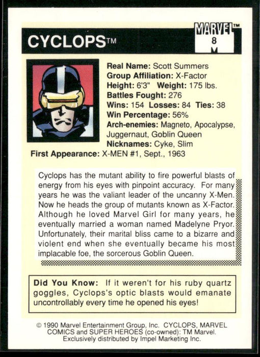 1990 Impel Marvel Universe #8 Cyclops