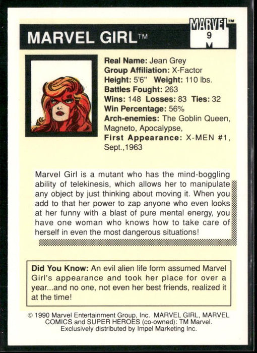 1990 Impel Marvel Universe #9 Marvel Girl