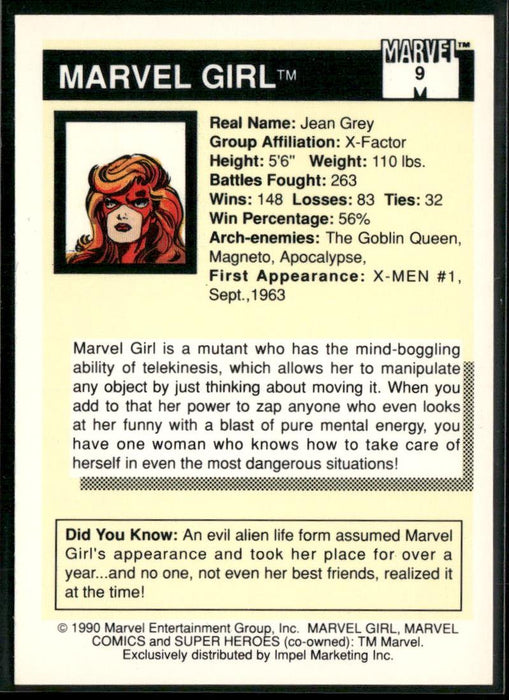 1990 Impel Marvel Universe #9 Marvel Girl