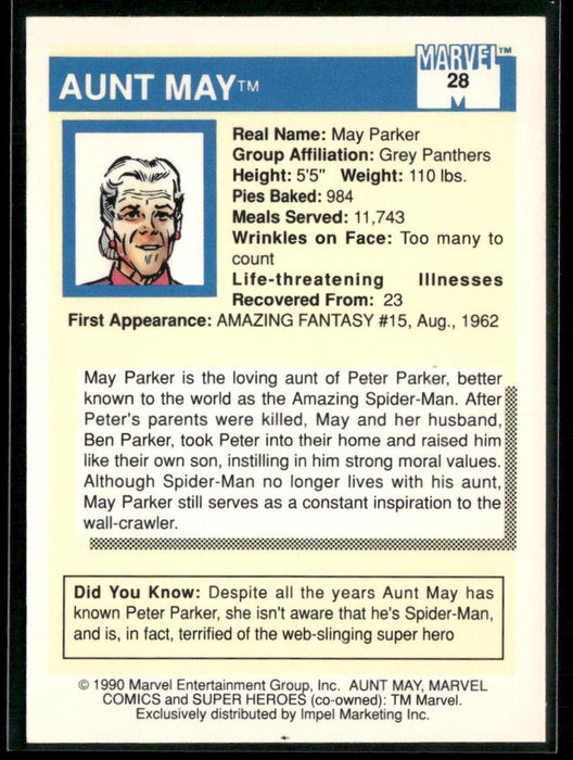 1990 Impel Marvel Universe #28 Aunt May