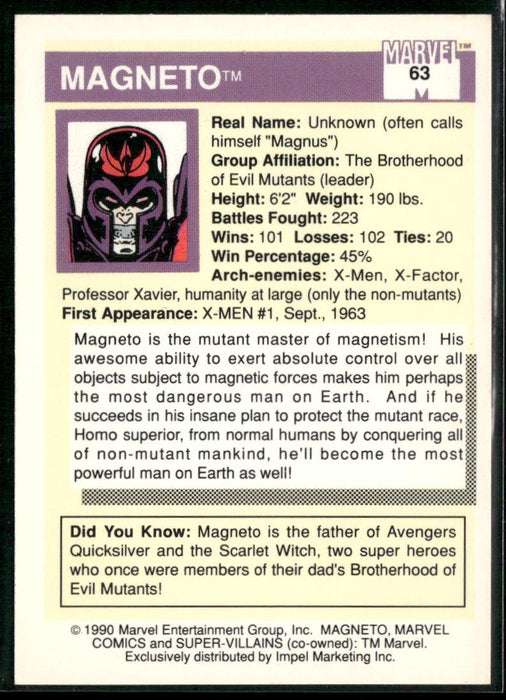 1990 Impel Marvel Universe #63 Magneto