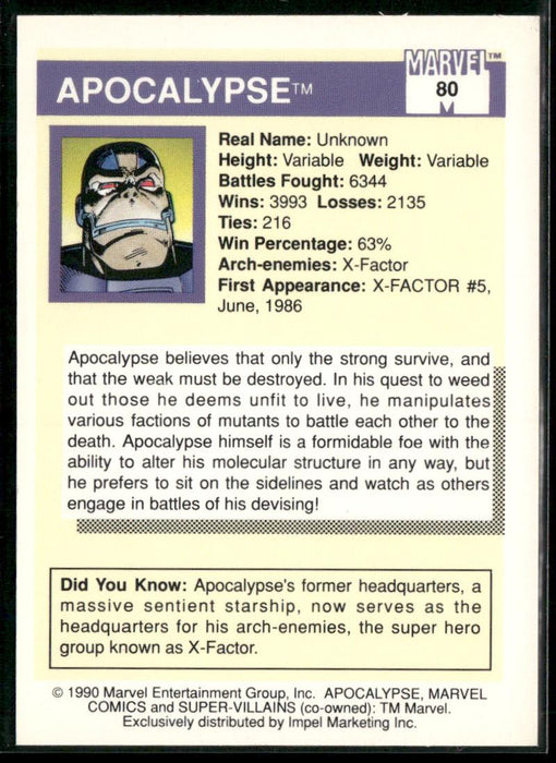 1990 Impel Marvel Universe #80 Apocalypse