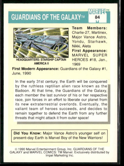 1990 Impel Marvel Universe #84 Guardians of the Galaxy