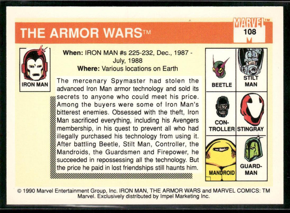 1990 Impel Marvel Universe #108 The Armor Wars