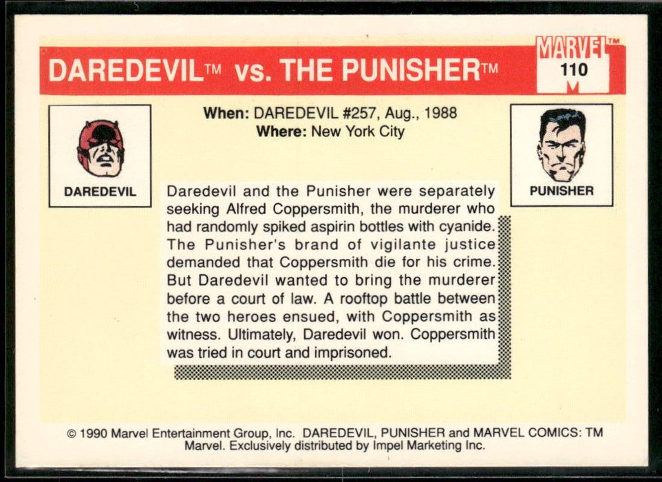 1990 Impel Marvel Universe #110 Daredevil vs. Punisher