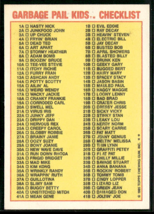 1985 Topps Garbage Pail Kids Series 1 #5a Dead Ted