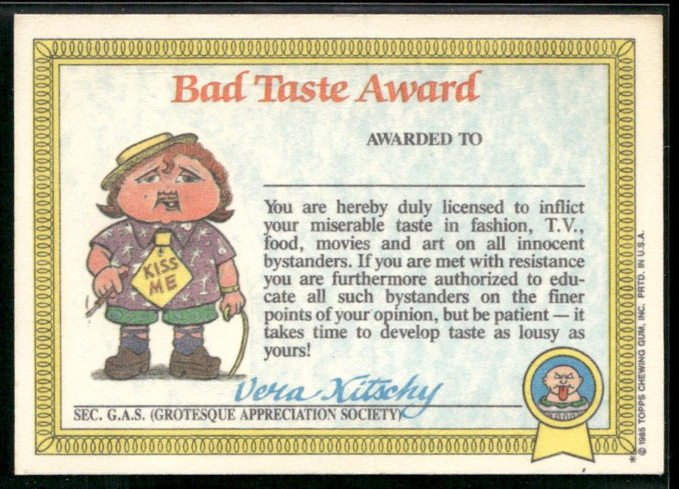 1985 Topps Garbage Pail Kids Series 1 #9a Boozin' Bruce