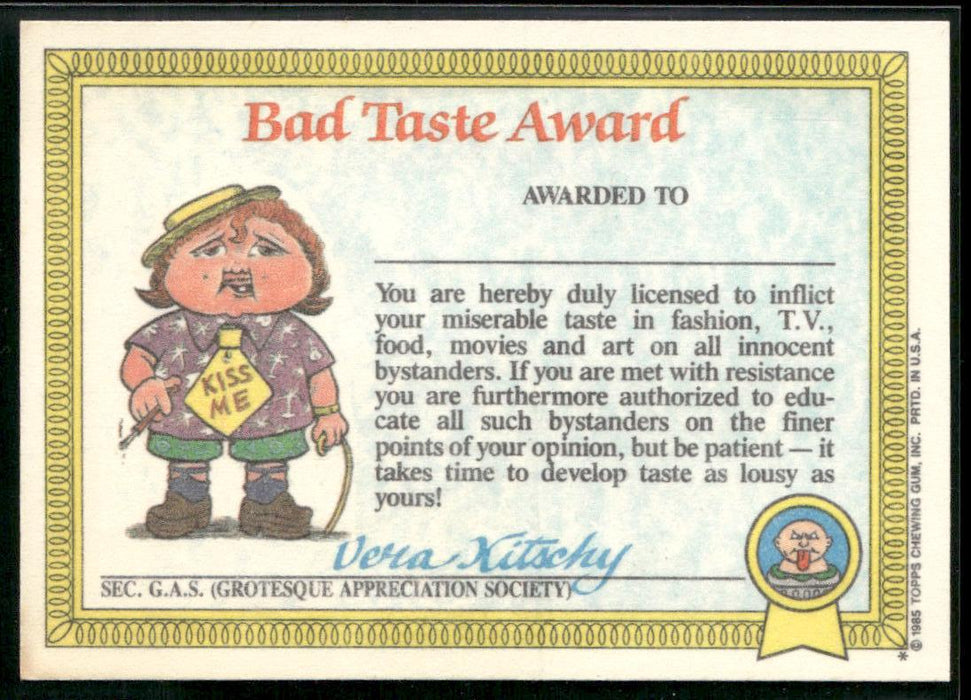 1985 Topps Garbage Pail Kids Series 1 #9b Drunk Ken