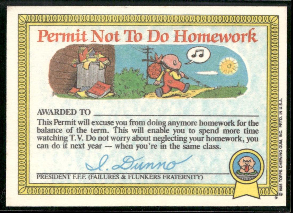 1985 Topps Garbage Pail Kids Series 1 #12a Furry Fran