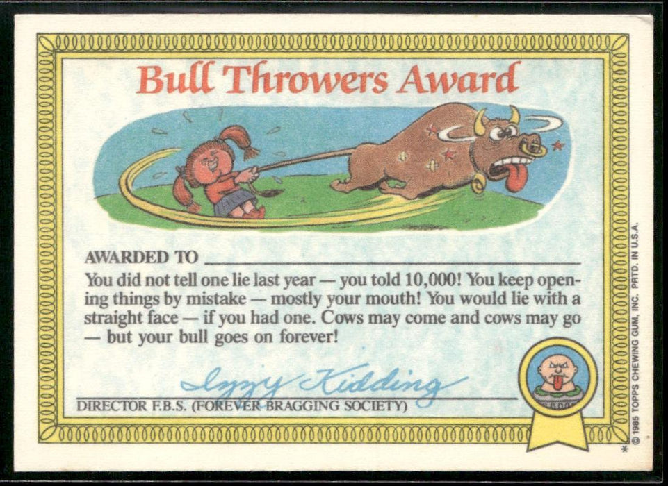 1985 Topps Garbage Pail Kids Series 1 #17a Wacky Jackie