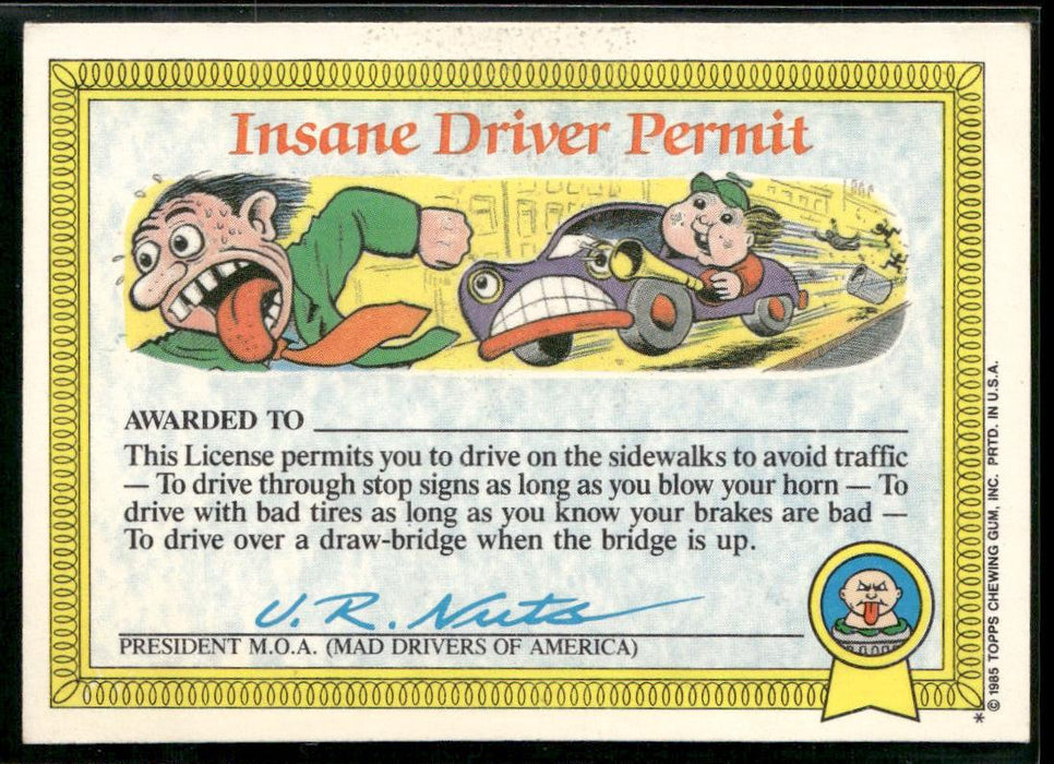 1985 Topps Garbage Pail Kids Series 1 #18b Bad Brad