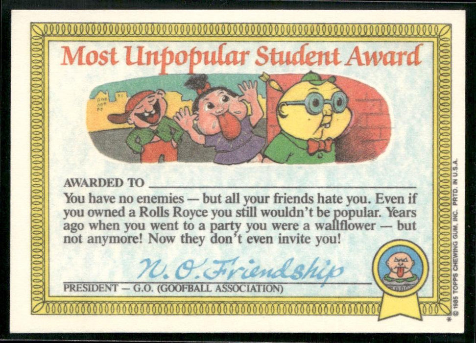 1985 Topps Garbage Pail Kids Series 1 #21a Virus Iris