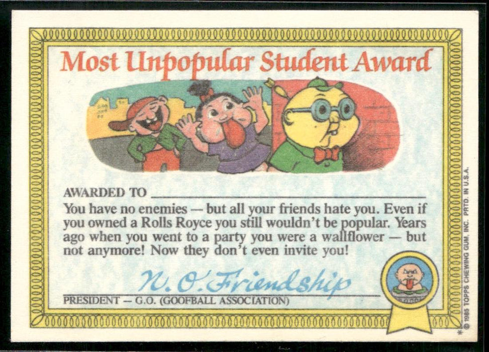 1985 Topps Garbage Pail Kids Series 1 #21b Sicky Vicky