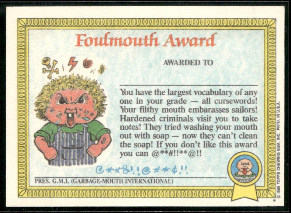 1985 Topps Garbage Pail Kids Series 1 #25b Scary Carrie