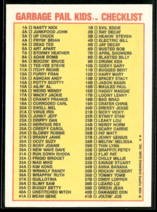 1985 Topps Garbage Pail Kids Series 1 #29b Thin Lynn