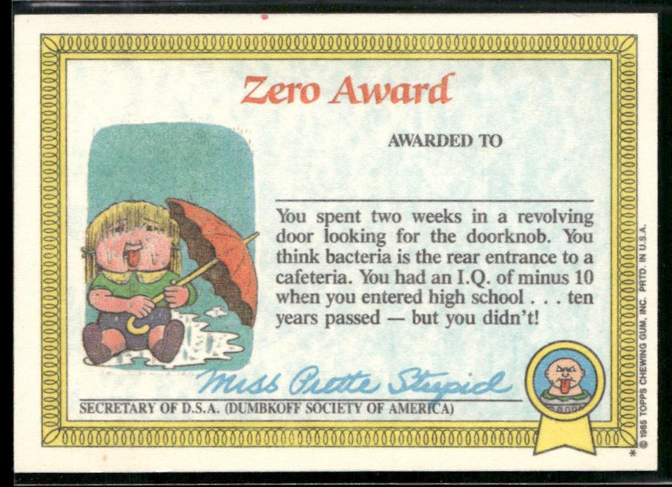 1985 Topps Garbage Pail Kids Series 1 #33b Savage Stuart