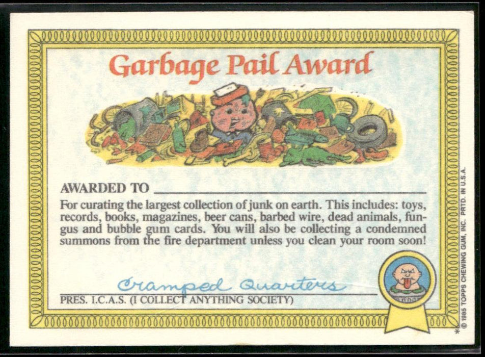 1985 Topps Garbage Pail Kids Series 1 #34a Kim Kong
