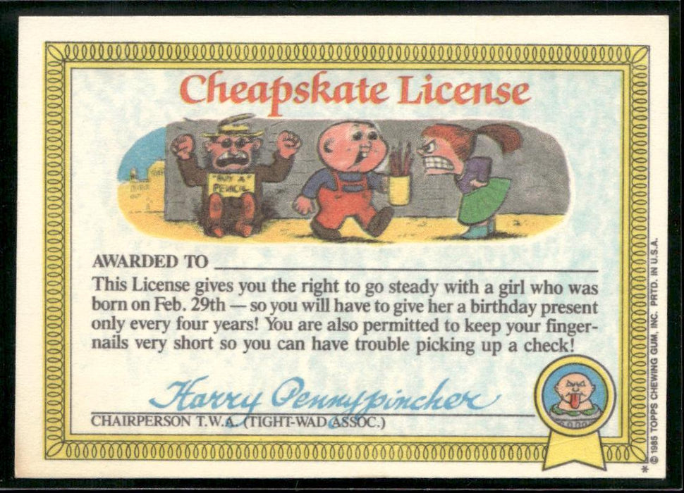 1985 Topps Garbage Pail Kids Series 1 #37a Guillo Tina