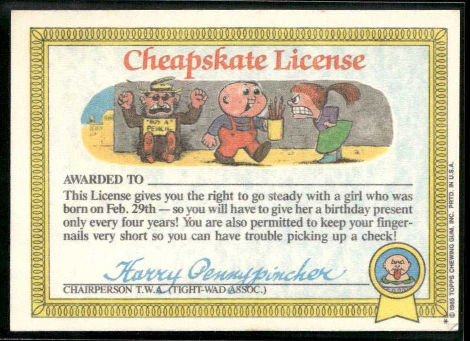 1985 Topps Garbage Pail Kids Series 1 #37b Cindy Lopper