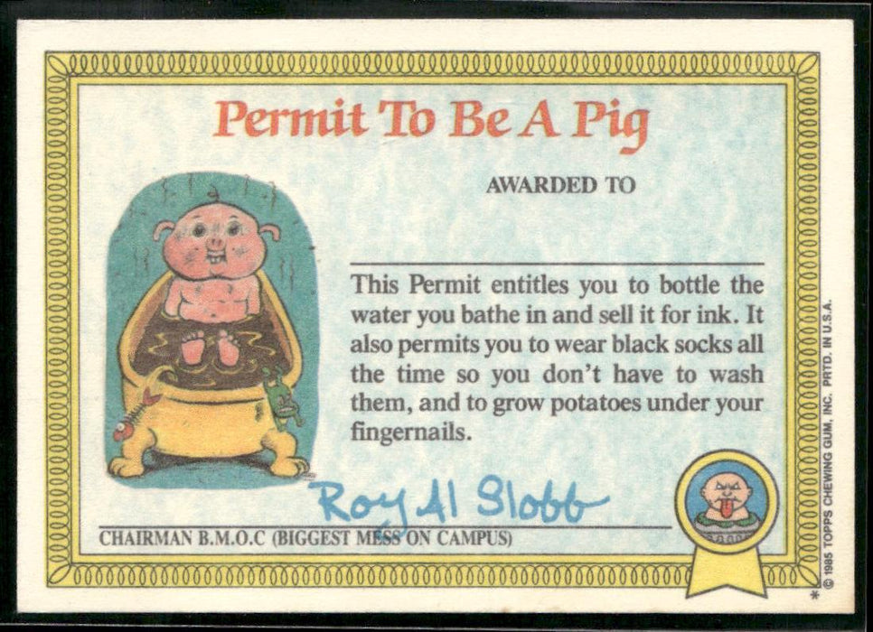 1985 Topps Garbage Pail Kids Series 1 #40a Unstitched Mitch