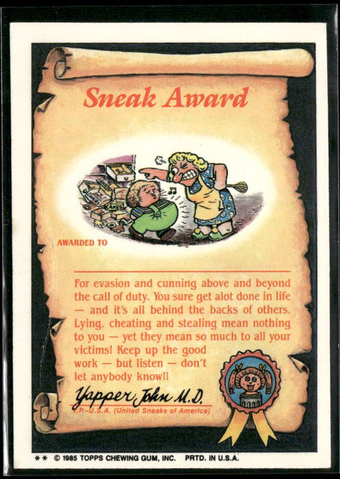 1985 Topps Garbage Pail Kids Series 2 #42b Muggin' Megan