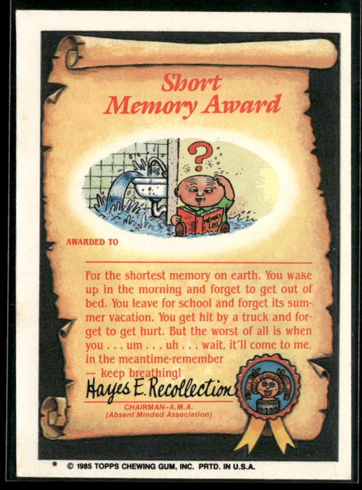 1985 Topps Garbage Pail Kids Series 2 #65a Shrunken Ed