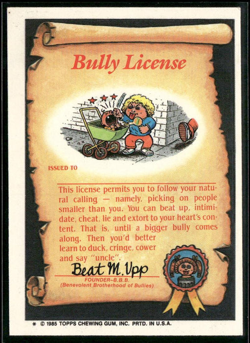 1985 Topps Garbage Pail Kids Series 2 #72a Mad Max