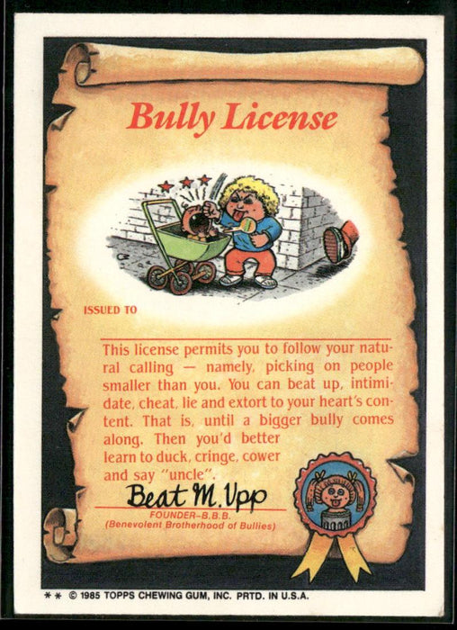 1985 Topps Garbage Pail Kids Series 2 #72b Brainy Brian